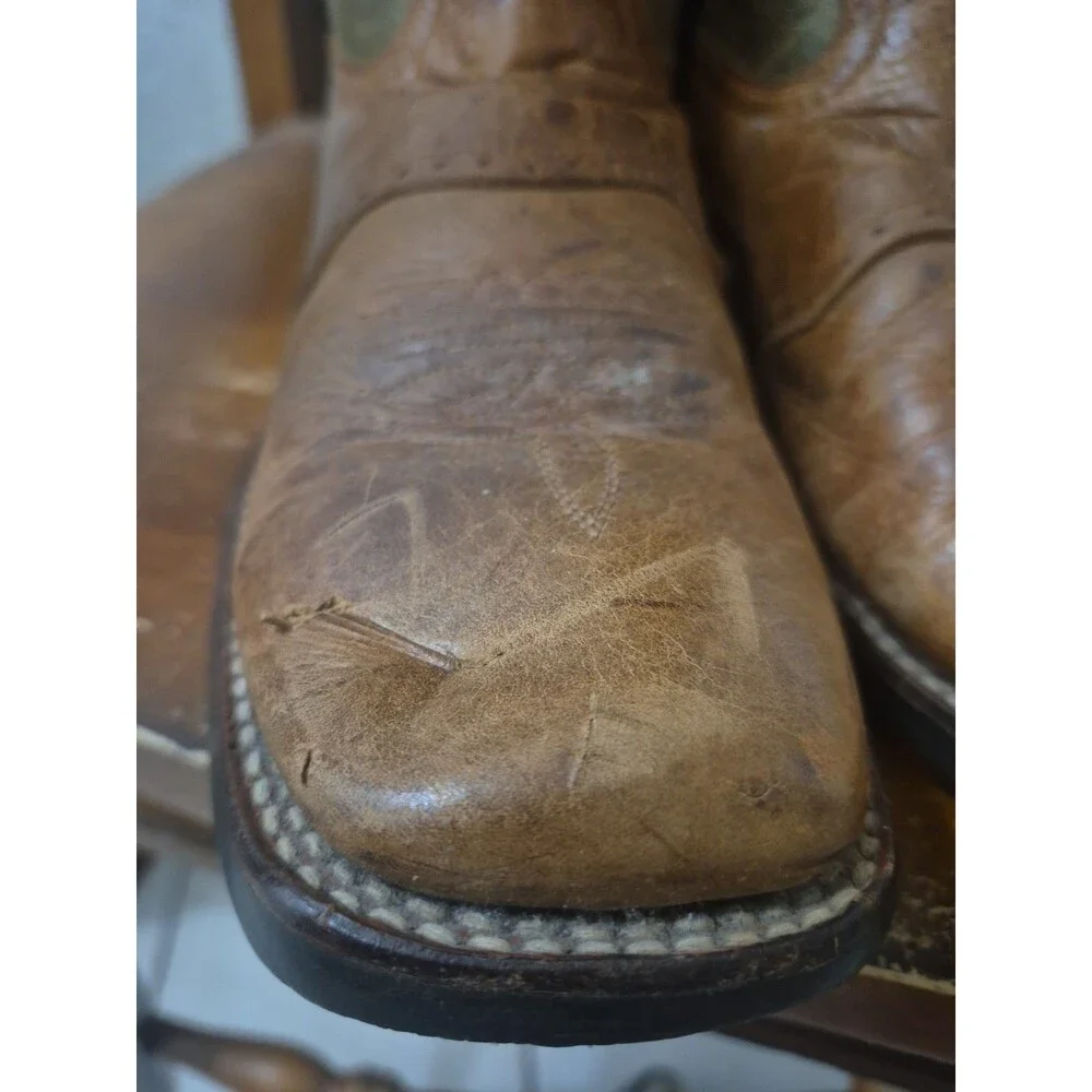 Double-H Boots Gabriel DH3571 Men's Sz 9D  Boots Cowboy Cognac Brown Olive Green